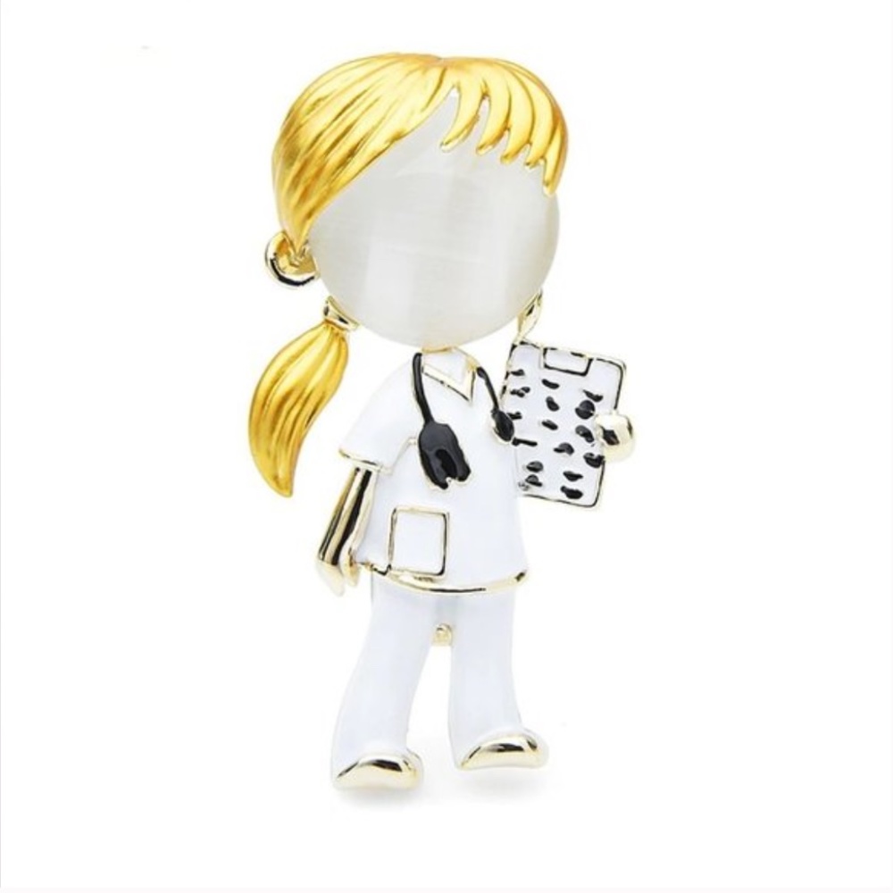 NEW 18K Gold Opal Doctor Nurse Brooch - Picture 12 of 13